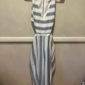 L'ATISTE White and Blue Halter Sundress